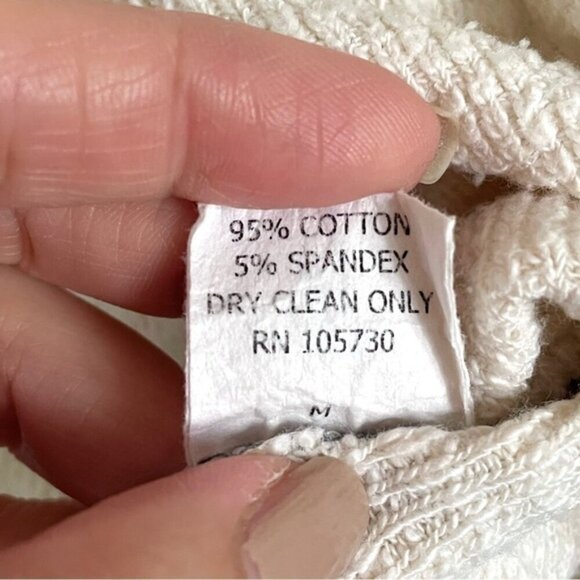 Pete Collection Ivory Slubbed Cotton Long Sleeve Knit Top - M 🇺🇸 - Picture 9 of 12